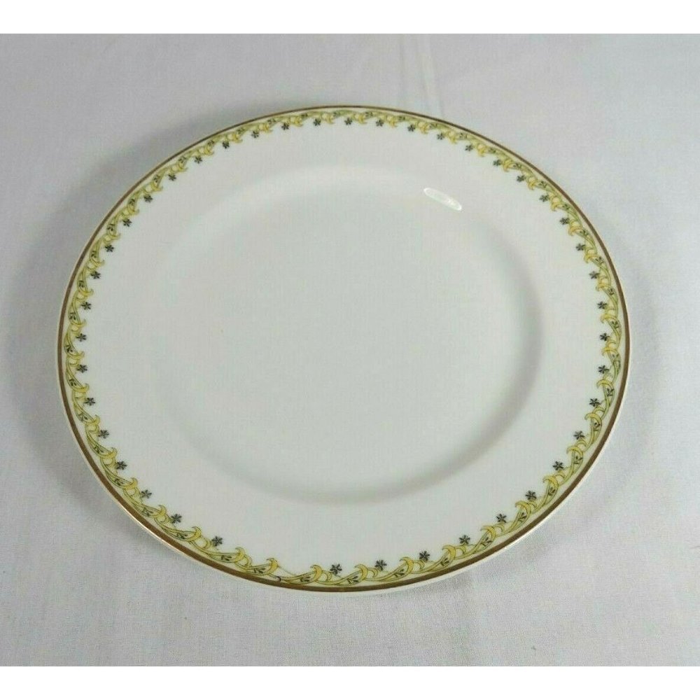 Haviland Schleiger 101 Black Flower Yellow Scroll Luncheon Lunch Plate